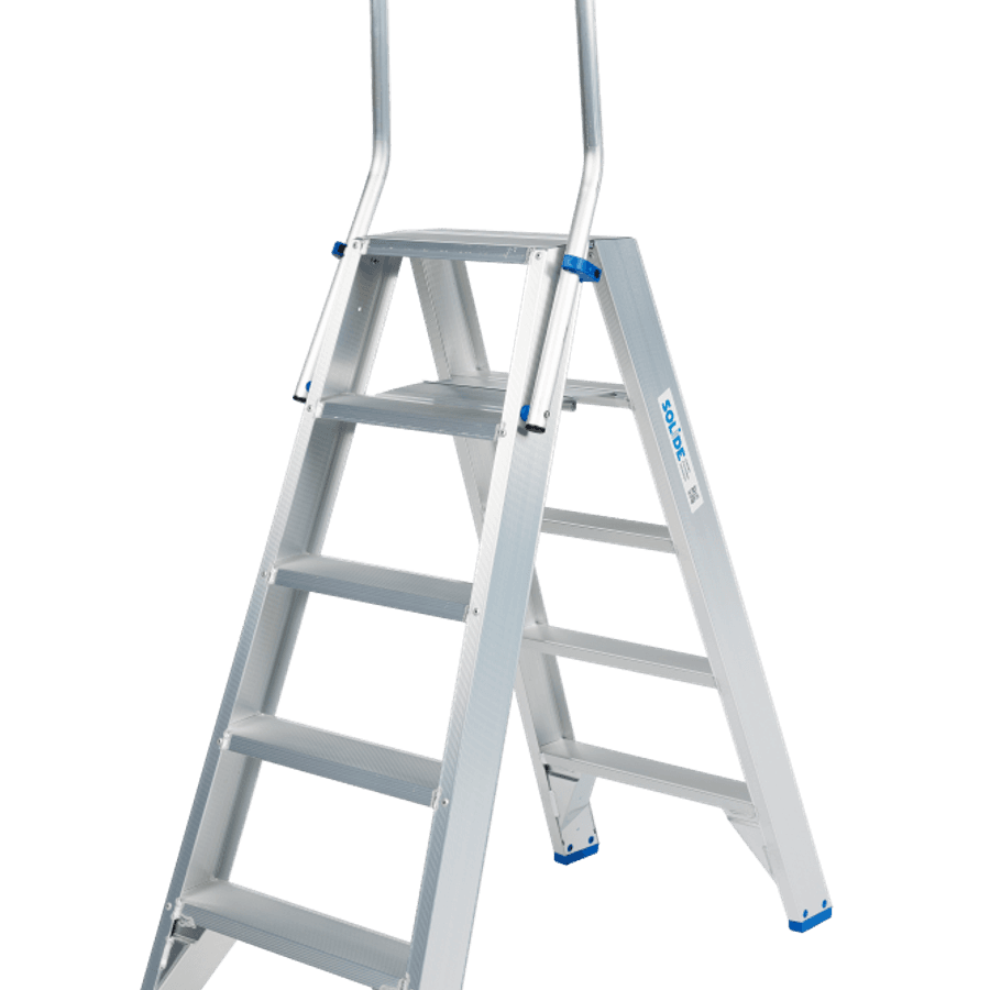 Solide Dubbele trapladder / 2 x 5 treden, klapbeugel